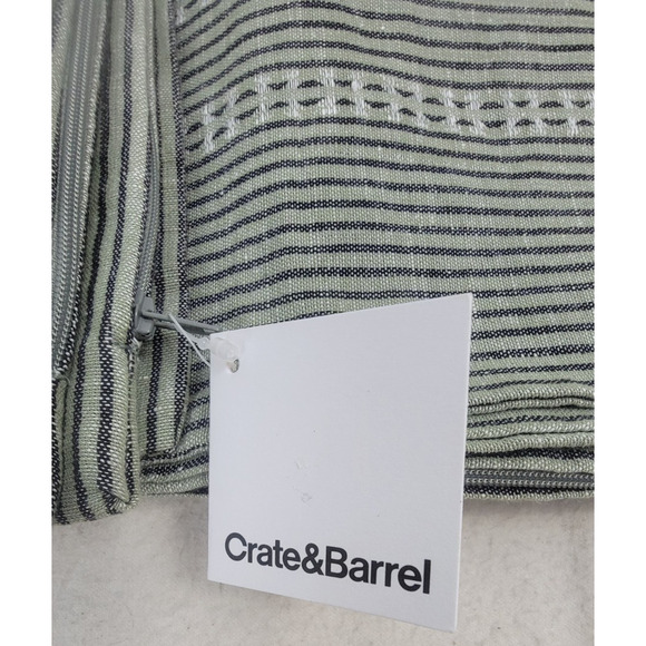 Crate And Barrel Set Of 3 Pillow Covers 30" x 30" Airlie Dobby Stripe Sage Linen - Picture 3 of 5